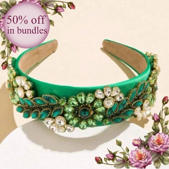 Accessories - Baroque Colorful Glass Rhinestone Decorated Hair Hoop, Headband Hair Accessory